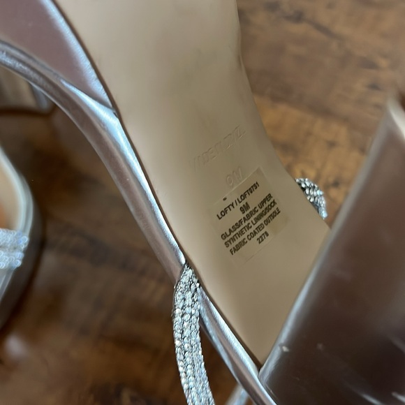 Steve Madden Metallic Sparkly Silver Lofty Block Heels - Picture 5 of 8